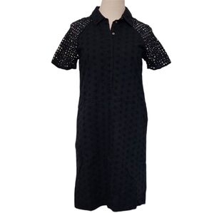 J. Crew Dark Blue Eyelet Midi Dress